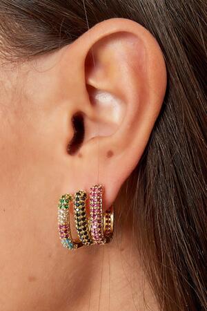 Earrings with zircon details Green & Gold Copper h5 Picture3